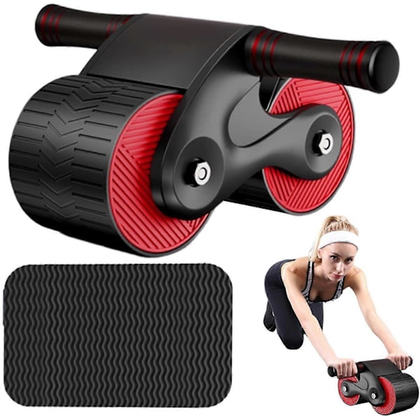 Ab Roller Træningsudstyr Automatisk Tilbagespring Abdominal Hjul AB Roller Core Træningsudstyr ABs Roller Hjul Gym Tilbehør Træning Hjemme Red