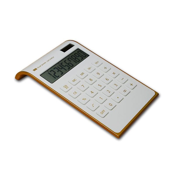 Kalkylator, 10 siffror solbatteri basic, dubbla drivna (vit)