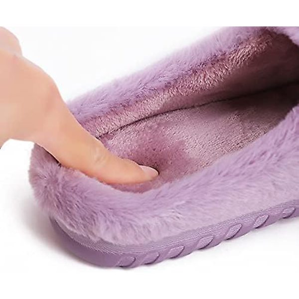 Dame Herre Tøfler Varme Innendørs Utendørs Plysjfôr Sklisikre Tøfler Purple 67 Women 45 Men