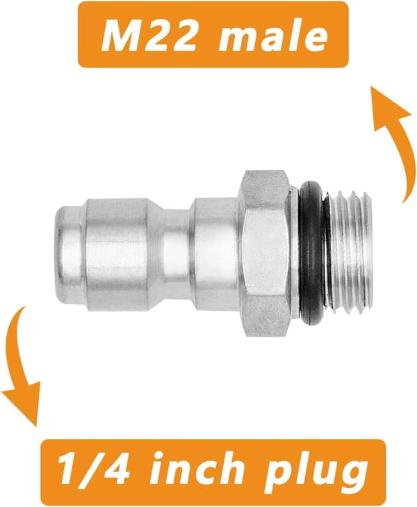 Trycktvättkopplare, 1/4' Snabbkoppling, M22-14mm Hantråd, Trycktvättsmunstycksadapterkopplingar