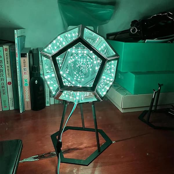 Infinity Dodekaeder LED Natlampe til Fest, Møbeldekoration Bordlampe
