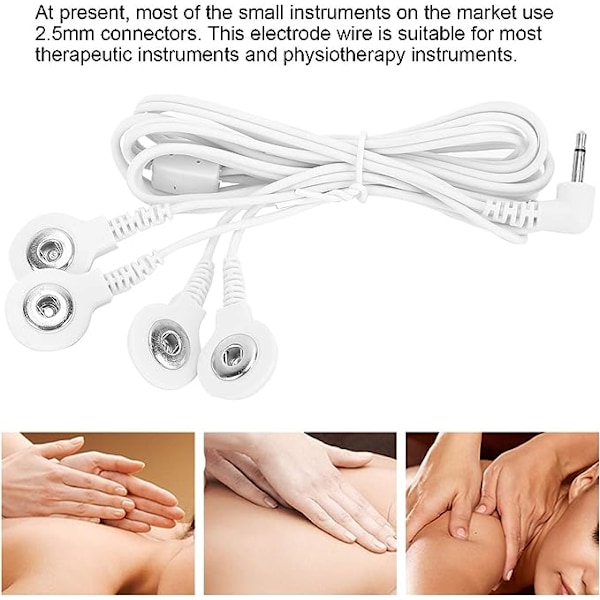10 stk. DC 2,5 mm 4-knaps elektrodeledningskabel, kompatible ledninger til digital TENS massageapparat