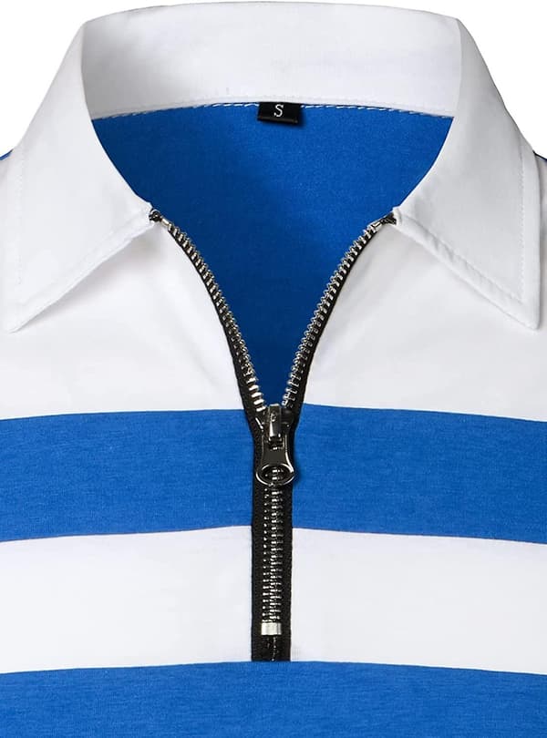 Herr Casual Långärmad Pikétröja Kontrastfärg Patchwork Bomulls T-shirts Blue S