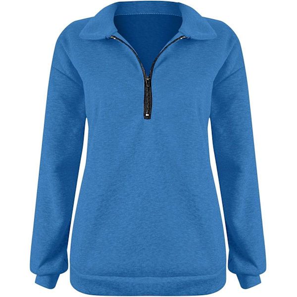 Naisten syksyn collegepaidat, Oversized puolivetoketjullinen pitkähihainen collegepaita, neljännesvetoketjullinen trendikäs huppari, asuja teineille m0 blue X Large