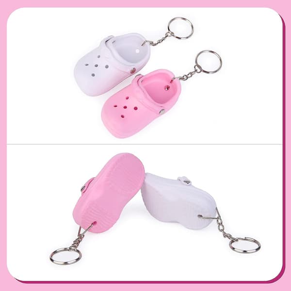2 st Mini Sko Nyckelring, Söt Mini Nyckelring, Nyhet Multiuse Nyckelring Silikon Pink white
