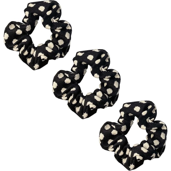 Leopardikuvioiset hiusdonitsit, eläinkuvioiset donitsit, 3 kpl poninhäntäpidikkeitä Black  White dot