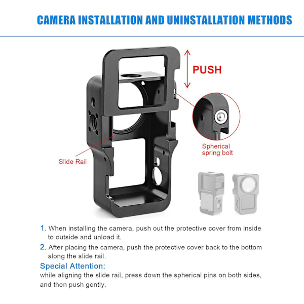 Alumiiniseoksesta valmistettu suojakotelo + UV-linssisuodatin DJI Action 2 -kameran lisävarusteille Black