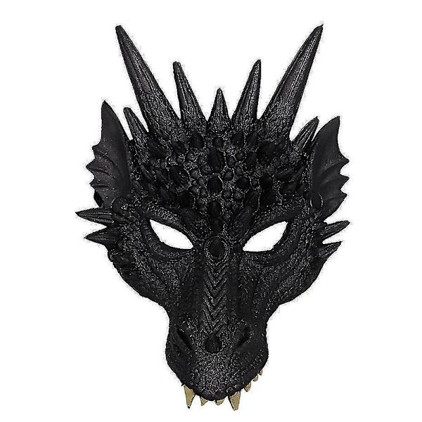 Lohikäärmenaamio Karnevaali Cosplay Naamiaisasu Halloween-asu Unisex Black