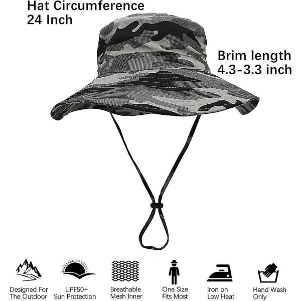Acsergery Camouflage Solhat UV Beskyttelse Bred Skygge Sommerhat Spandhat Vandrehat Gave