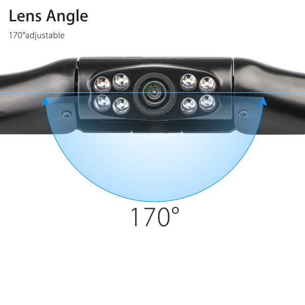 Backkamera, 170° HD 8 LED nattvattentät Universal bilbackup parkeringskamera Backkamera Backupkamera för bil