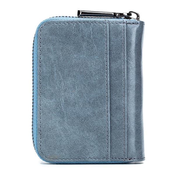Mini Pung Top-Layer Ko Læder RFID Blokerende Kort Mønt Opbevaring Light Blue