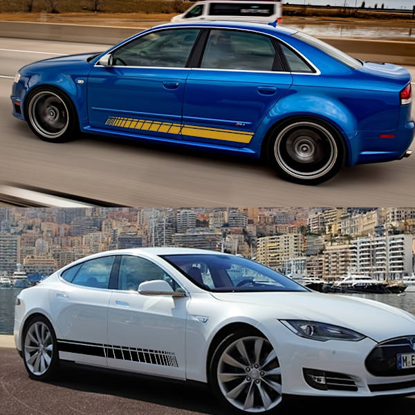 2 kpl Auton Sivukynnys Tarrat Pitkä Raita Auton Vinyylikalvo Teippaukset Tuning Yleismallinen Suoja Naarmuilta DIY Autotarvikkeet white