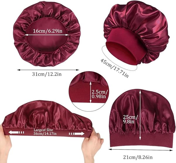 4-pack Satäng Hårhuvor, Bonnet Sovhuva, Sovhuva, Återanvändbar Satäng Bonnet B