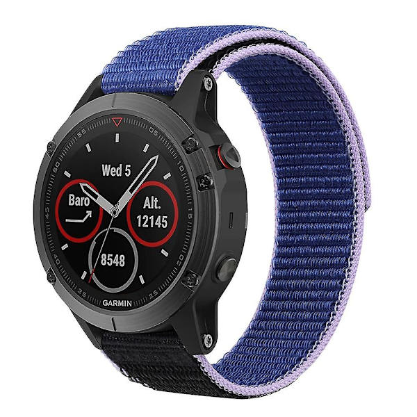 Justerbar nylonögla för Garmin Tactix 7 Pro/Fenix 7X/Fenix 6X Pro 26mm Blue Black