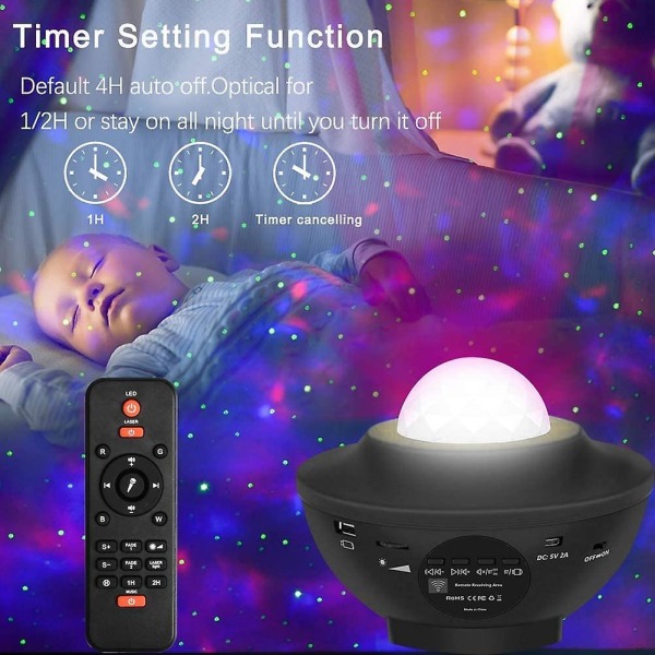 Galaxy Star Projector, Star Projector Night Light Med Bluetooth-högtalare, Starry Night Projector Med LED-nebula Moln Ocean Wave För Sovrumsdekor/ki