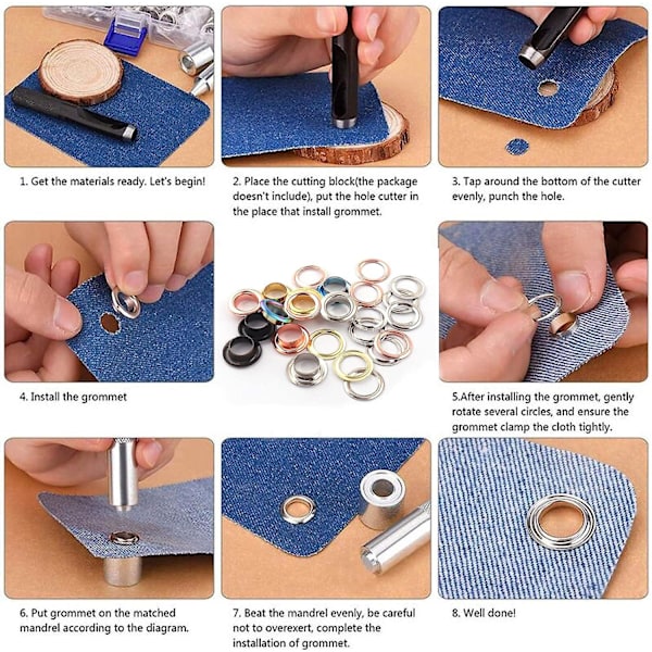 Metall Öglor Hål Kit Metall Öglor Öglor 200 Set Ögleverktyg Kit För Läderkläder Bälte (brons 5 Mm)