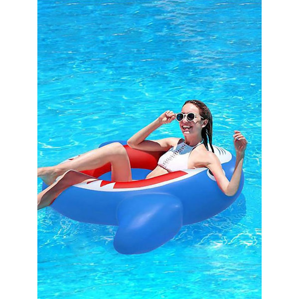 Jätteuppblåsbar hajpool Float Floatie Ride Summer Beach Swimming Pool Party Lounge Raft Decor