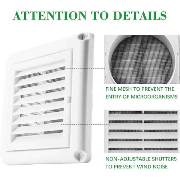 4\" Louvered Vent Cover Stoppar Fågelbon - Utomhus Torktumlare Avluftningsventilskydd (Vit)