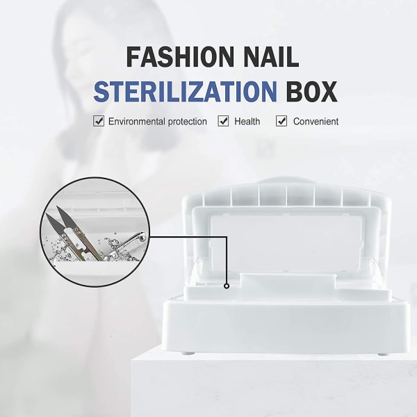 Nail Art Tool, Plastic Clean Sterilisator Box Organizer för naglar, pincett, frisörsalonger, spa- och skärmanikyrutrustning (1 st)