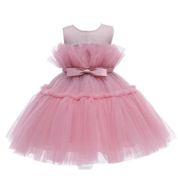 Paljettimekko Vauvan Tyttö Prinsessamekko Rusetti Pinkki 80cm pink 90cm
