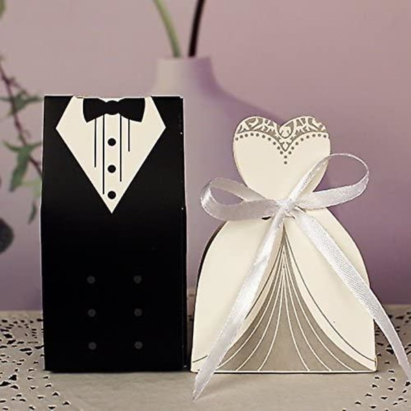 Romantisk kartong godislåda Brud Brudgum Form Dekorativa lådor Bröllopspresent gynnar heminredning