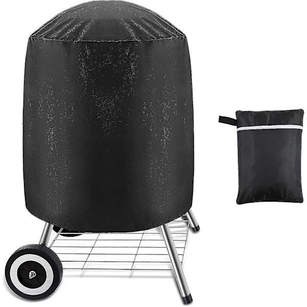 Grillöverdrag i kol, Vattentätt överdrag, Rundt grillöverdrag 61*72cm, Svart (61 X 72cm)