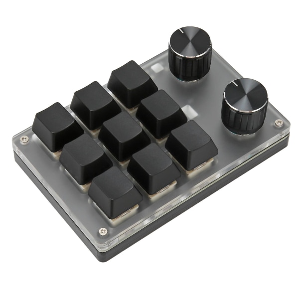 Mini tangentbord med rattknapp, röd brytare, dubbelt läge, plug and play, mekaniskt programmerbart tangentbord för spel, kontor, media, 9 tangenter med 2 rattar