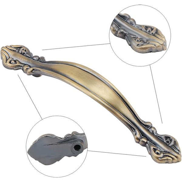 Sett med 10 Skap Håndtak - 11 cm, (64 mm Avstand Mellom Hull) - Grønn Bronse
