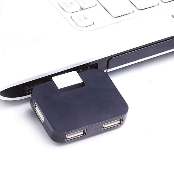 Rotérbar USB 2.0 Hub USB til USB Splitter (sort)