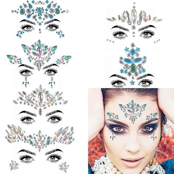 Halloween-teemainen tatuointitarra-setti, valaiseva kasvojalokivitatuointitarra, Cosplay 9