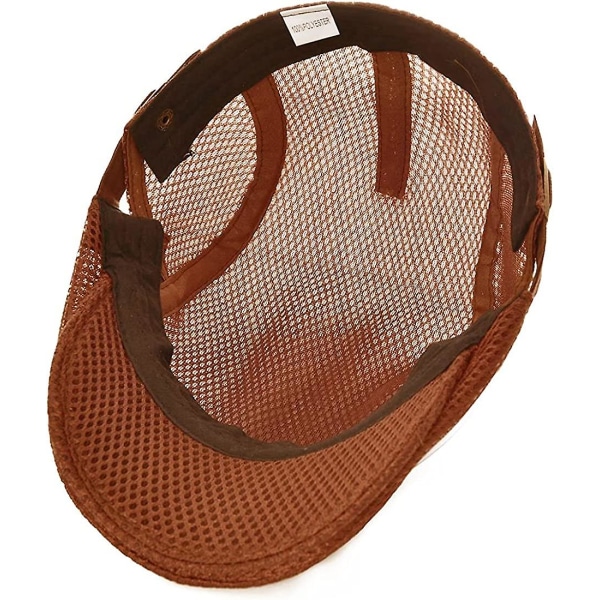 Newsboy Beret Ivy Cap Cabbie Flat Cap Justerbar Herre Pustende Mesh Sommerhatt Brown