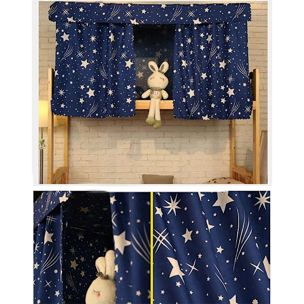 Køyeseng Personvern Gardin Blackout Skygge Klut Panel for Topp eller Bunn Enkeltseng Hjemme College Hybel Jente og Gutt Studenter, 1.5m x 2 m (2 Panel) A