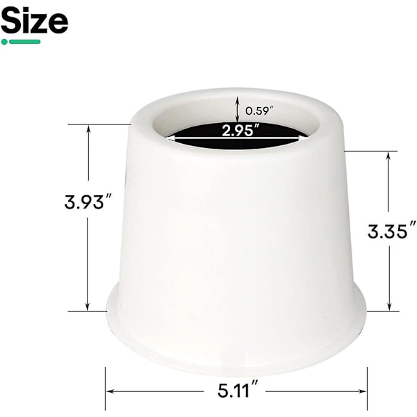 4 Tommer Runde Sengestøtter, Heavy Duty Møbelstøtter, Løfter 3,35 Tommer, Møbelstøtter til Seng, Bord, Sofa, Kollegieværelse, Løfter, Løftere, Blok White 4 Inch White