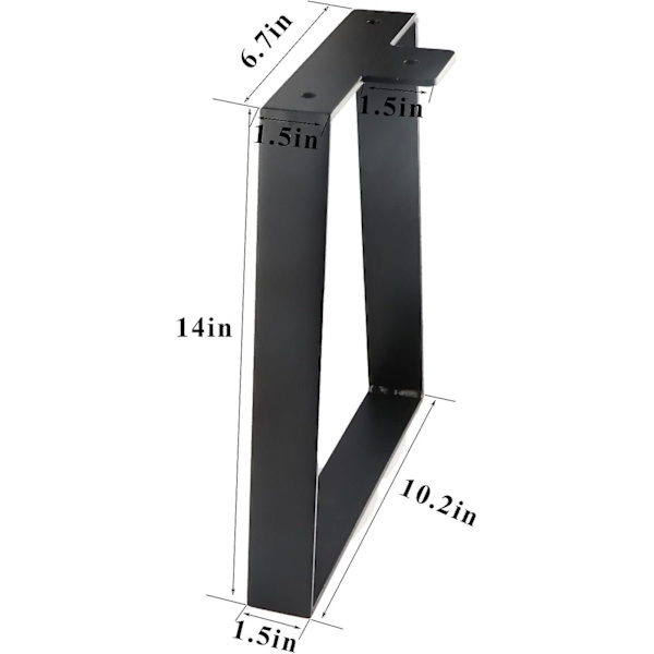 14 tuuman trapetsin muotoiset pöydänjalat mustat, tee-se-itse huonekalujen metallijalat sohvapöydälle, penkin jakkaran jalat kaapin päätypöydän jalat - 2 kpl:n setti Black 14 Inch