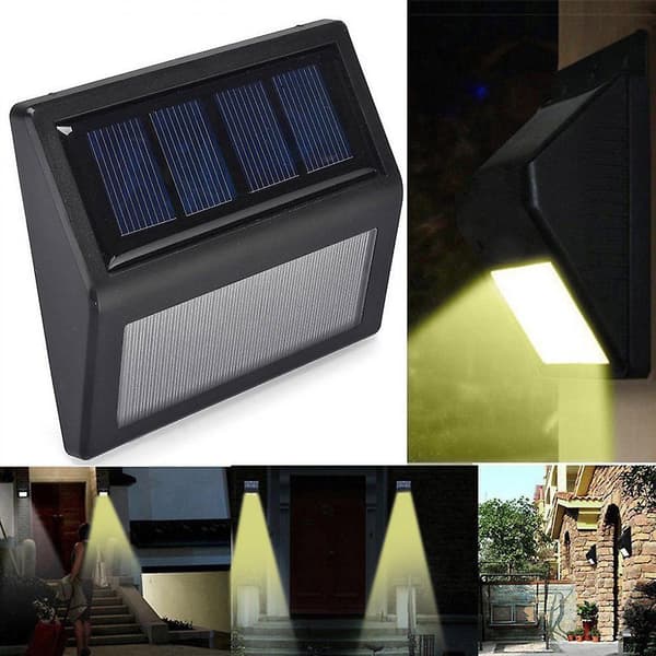 2-pak udendørs solcellelamper, 6 LED solcellehavelamper til bagdørstrin, sikkerhedslys warm light