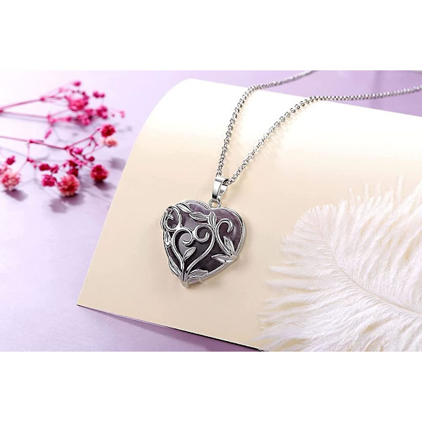 Naturlig ametist kristall sten hjärta hänge halsband reiki healing silver blomma inslagen Acsergery gåva