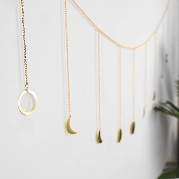 Dekoration för månfasvägg, mångarland, boho heminredning, månhängande konstprydnader för sovrumsgavel, vardagsrum, sovsal, barnrum, lägenhet, kontor