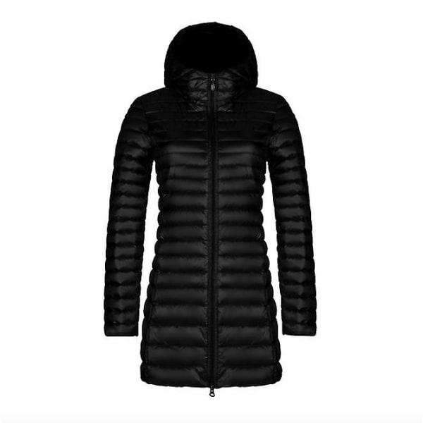 Höst och vinter ny mode dunjacka kvinnlig tunn sektion lång sektion huva koreansk version av den smala stora storleken enkel jacka Dark Purple L
