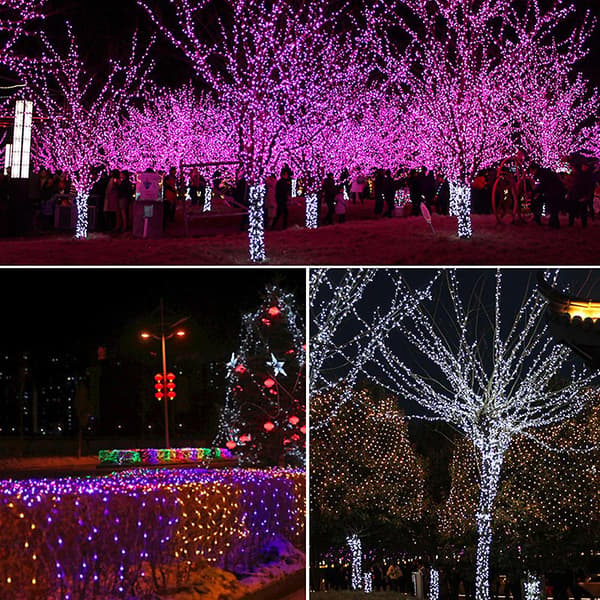 108ft Julelys, 300 LED Lyslenker, 8 Moduser, Plug-in, Fest Hage pink
