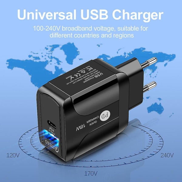 Snabbladdare 3.0 Pd Usb 18w Usb Snabbladdare Nätadapter Laddning