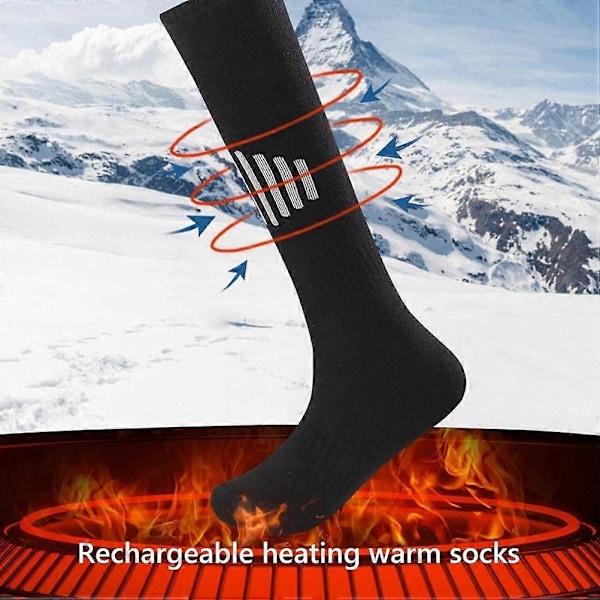 Mnsun Opvarmede Vinterstrømper - Vaskbare Opvarmede Skistrømper - Elektriske Opvarmede Bomuldsstrømper - Behageligt Varme Termostrømper til Mænd og Kvinder Hjemme Udendørs Black socks