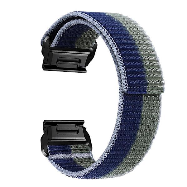För Garmin Tactix 7 Pro/Fenix 7X/Fenix 6X Pro 26mm Nylon klockarmband Justerbart handledsband Green Blue