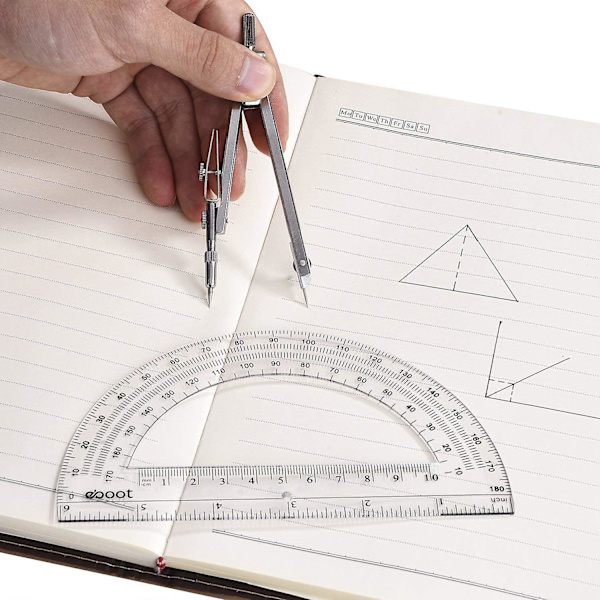 Tegnekompas og 15 cm vinkelmåler, Geometrisk matematik sæt til studerende