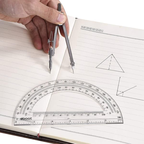 Tegnekompass og 15 cm gradskive, Geometri- og mattesett for studenter