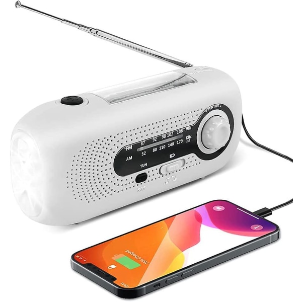 Solardriven radio, nödradio med vev och solenergi, AM/FM-väderradio