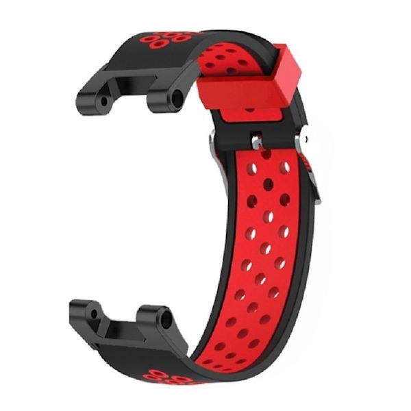 Kaksivärinen 22mm vaihto silikoni kellon ranneke Huami Amazfit T-Rex(Pro)/Ares -kelloon Black  Red