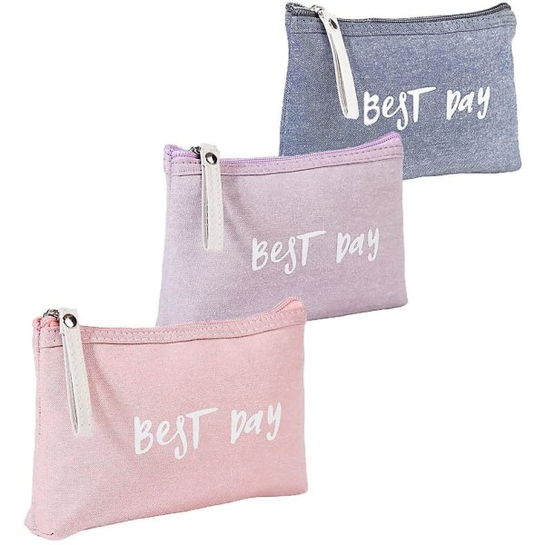 3 Stykker Lille Makeup Taske, Mini Kosmetiktaske, Rejse Makeup Pung, 3 Farver