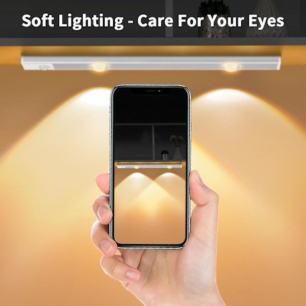 Kaappilamppu, 6000k ladattava LED-lamppu USB:llä, LED-yövalo magneettinauhalla kaappeihin/käytäviin/autotalliin/portaisiin
