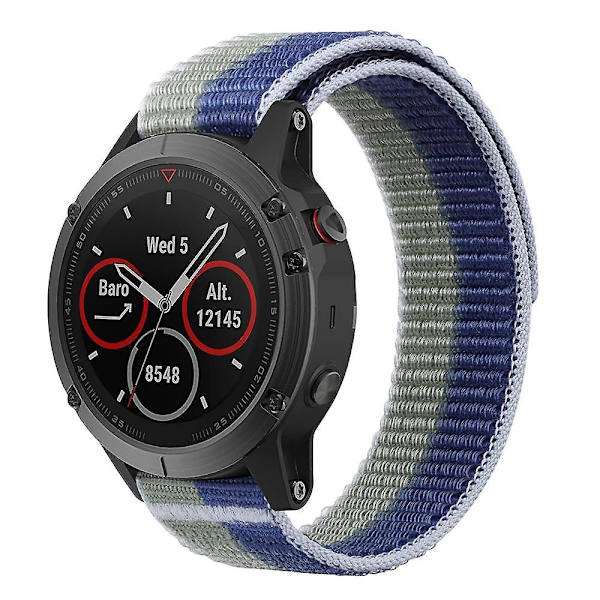 Justerbar nylonrem med sömmar för Garmin Forerunner 965/955/945/935 Green Blue
