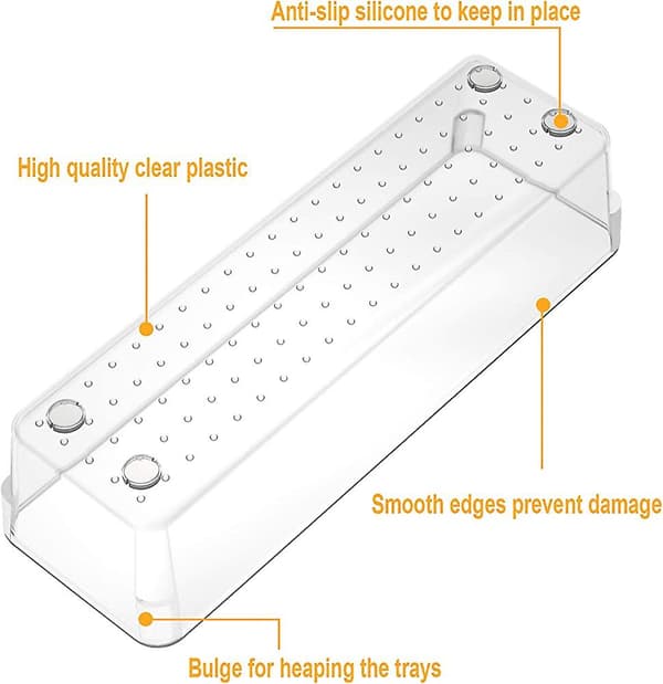 Set med 7 skrivbordslådearrangörer med Acsergery halkfria silikonkuddar, 4-storlekar transparent present